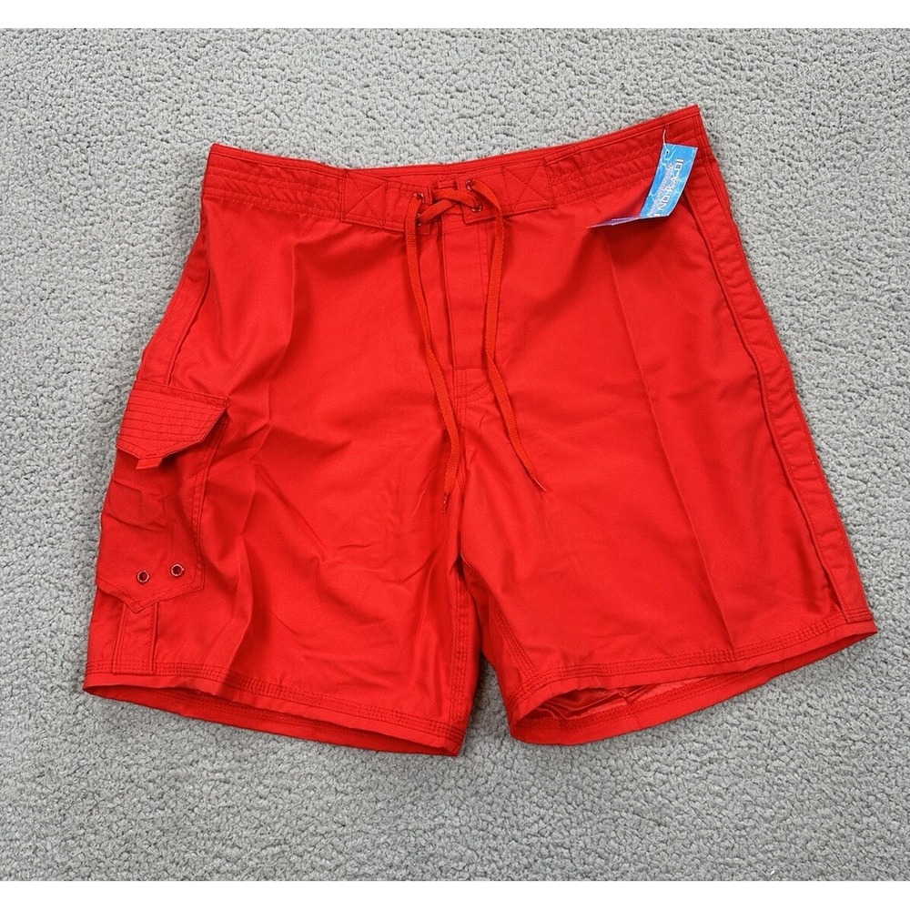 Maui Rippers Board Shorts Size 36 Red Trunks Drawstring Surf Beach Hawaii Swim